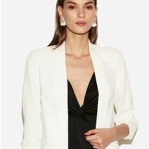 Express Ruched Sleeve Boyfriend Blazer in Ivory